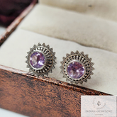 Natural Amethyst Stud Earring, Post Earring, 925 Sterling Silver Stud, Handmade Jewelry, Woman Earring, Amethyst Jewelry, Bridesmaid Gift